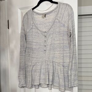 We the Free- Free People Waffle Thermal Long Sleeve Top- M